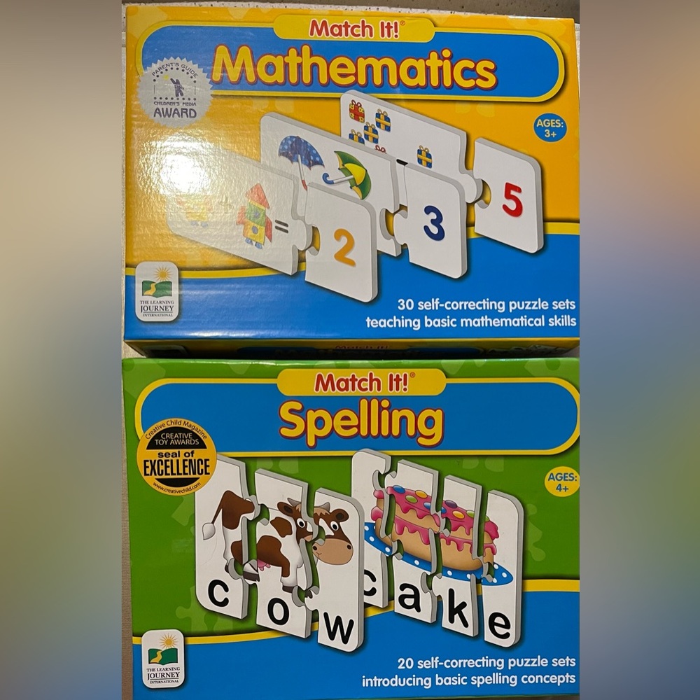 Match-it, Math and Spelling learning games.